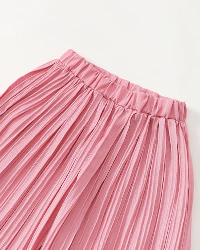 Image of Baby Girl Clothes Toddler Summer Sleeveless Ruffle Girls Outfits Pleated Wide Leg Pants Solid Color Kids Clothing Set