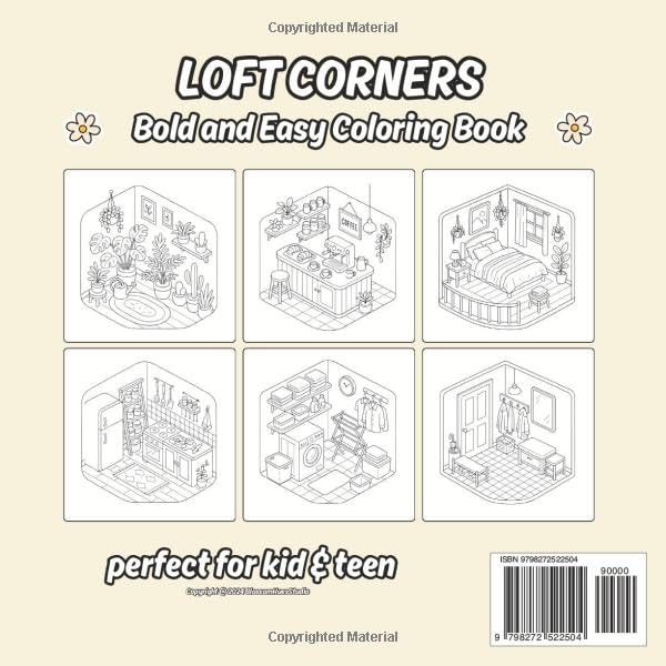 Loft Corners Coloring Book for Adults and Teens – Relaxing Home Interior Designs with Aesthetic Modern Apartment Vibes: Perfect for adults, teens, and anyone who loves cozy home aesthetics, this coloring book offers a delightful escape image 3