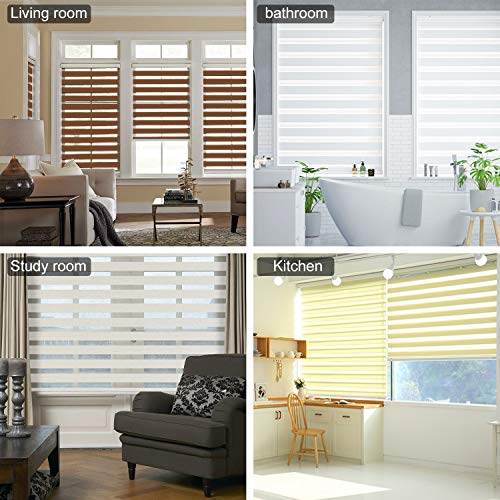 Keego Window Blinds Custom Cut to Size, Hemp Zebra Blinds with Dual Layer Roller Shades, [Size W 34 x H 72] Dual Layer Sheer or Privacy Light Control for Day and Night - Thumbnail 7