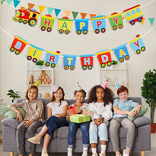 Dalaber Train Birthday Party Decoration Banner - Railroad Happy Birthday Party Sign Decorations - Kids Birthday And Baby Showers Party Supplies #TOP5