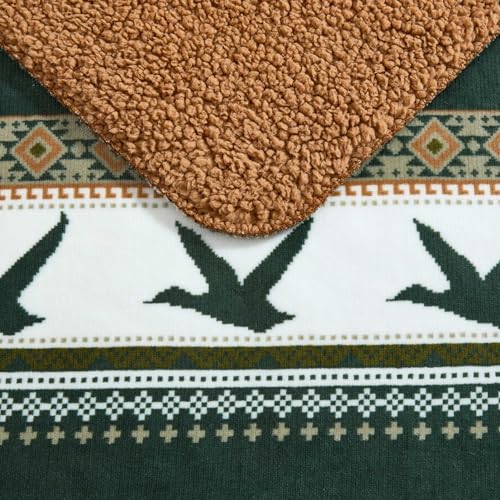 Image of Eddie Bauer - Oversized Throw Blanket 50x70, Reversible Plush Blanket for Couch or Bed, Animal Print Room Decor (Goose Sweater Green)
