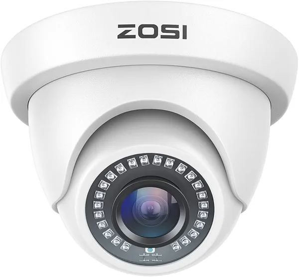 ZOSI 2MP 1080P Home Security Camera Outdoor Indoor, 4-in-1 Hybrid TVI/CVI/AHD/CVBS Analog CCTV Dome Camera, 80ft Night Vision, IP66 Weatherproof, for 720P/1080P/5MP/4K DVR Systems