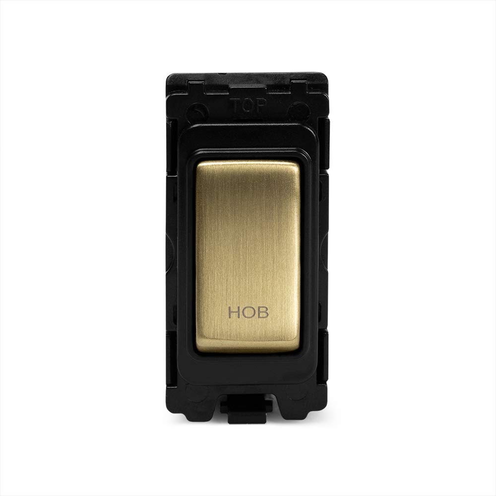 Soho Lighting Black/Light Brushed Brass 20A Double Pole 'Hob' Rm-Grid Switch Module