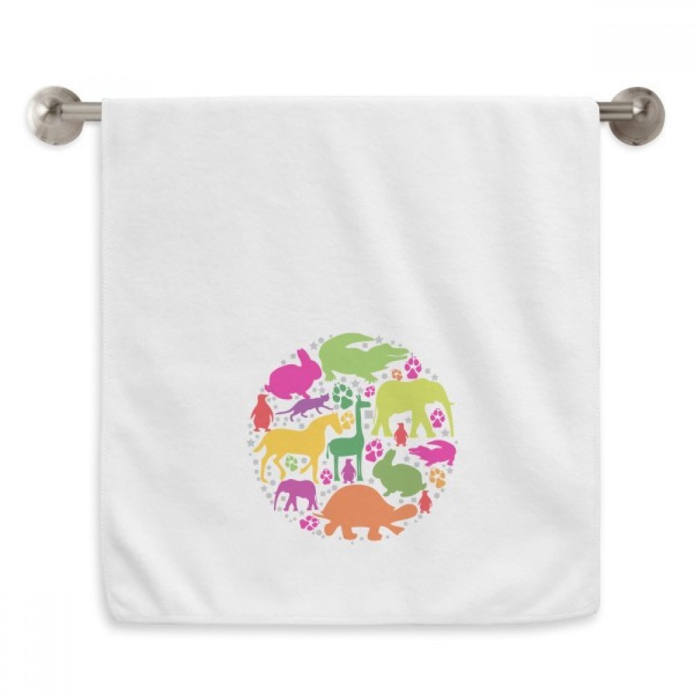 Serviettes moelleuses à design animaux coloré blanc 13x29 pouces pour toilette quotidienne