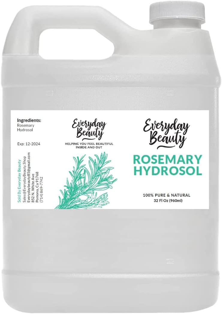 Rosemary Hydrosol - Bulk 32 Fl Oz - Alcohol-Free Vegan All Natural Refreshing for Face, Scalp & Hair - Uplifts, Calming & Soothing for All Skin Types…
