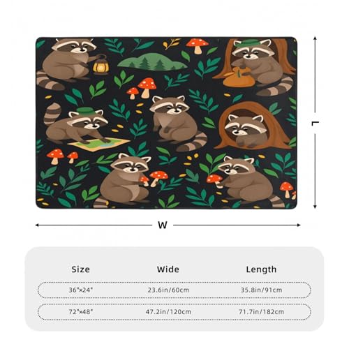 Tapete Raccoon Camping 72 x 48 pulgadas antideslizante miniatura 2