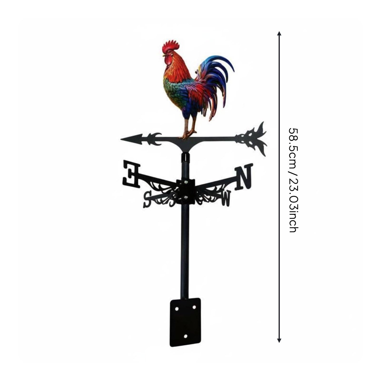 Wetterhahn Figur Wetterfahne | Metall-Hahn für Dachgärten | Windanzeiger Windrichtungsanzeige | Schwenkbares Traditionelles Silhouette für Gartenhaus Pavillons Außenbereich Zaun, T134