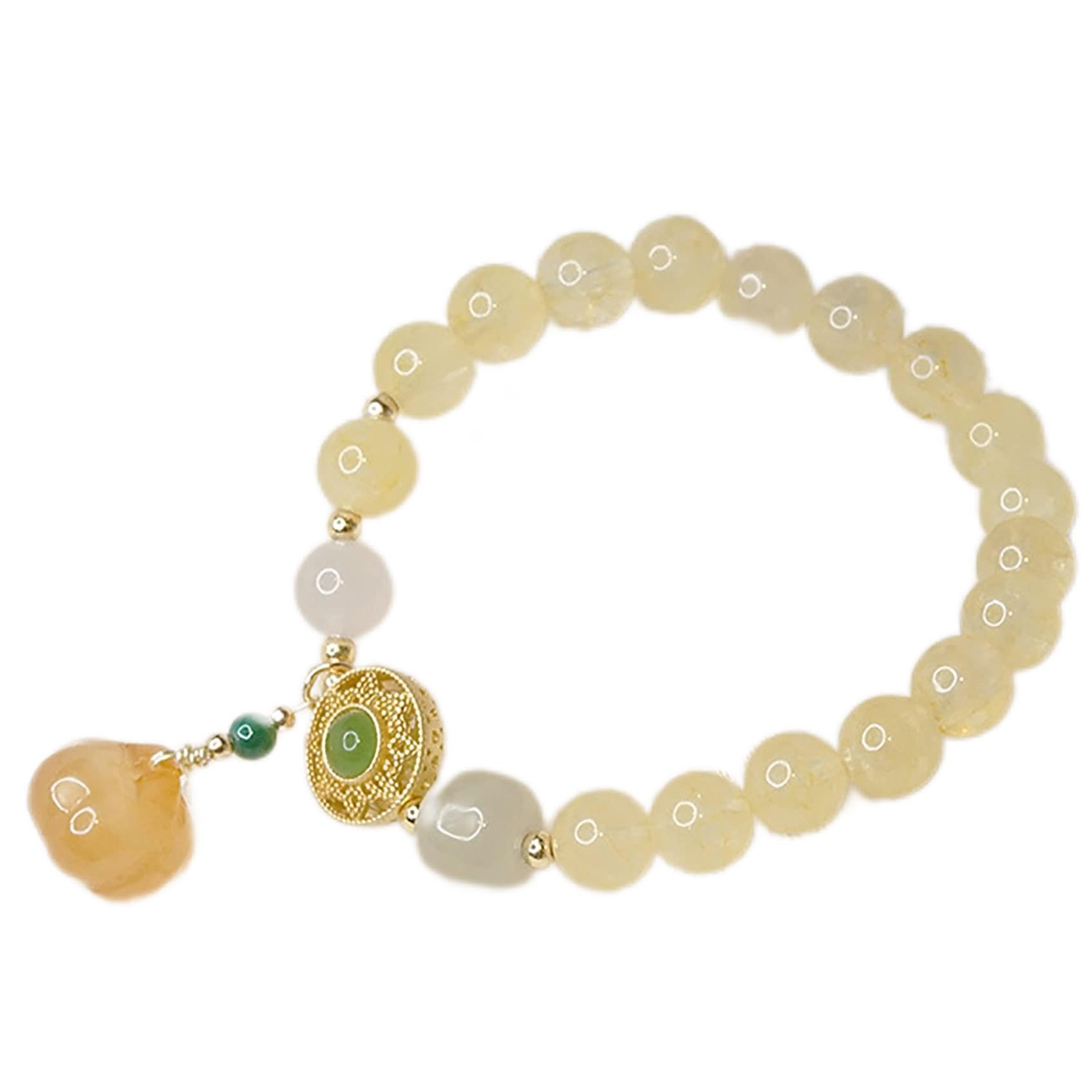 YNIYUJKL Bbeaded Bracelets,Feng Shui Wealth Bracelet, Yellow Crystal Bracelet, Prosperous Charm