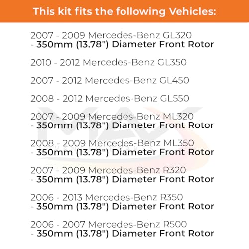 Image of Max Advanced Brakes Front & Rear Brake Kit Compatible With 2007-2009 Mercedes-Benz GL320 GL350 GL450 GL550 ML320 ML350 Replacement Premium OE Disc Brake Rotors and Ceramic Brake Pads