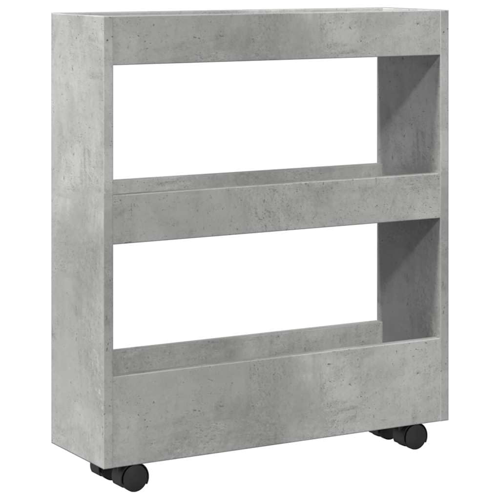 Carrello portaoggetti stretto a 3 ripiani, grigio cemento