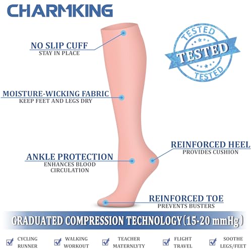 Image of Compression Socks (7 Pairs), 15-20 mmhg is BEST Graduated Athletic & Medical for Men & Women, Running, Flight, Travel, Nurses, Pregnant - Boost Performance, Blood Circulation