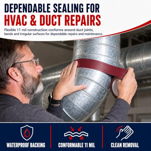 Image of GGR Supplies CDT-36 Industrial Grade Duct Tape Burgundy 2 Inch x 30 Yards | 11 Mil Waterproof and UV-Resistant Tape with No Sticky Residue for Patching, Sealing, Bundling and Multi-Purpose Repairs