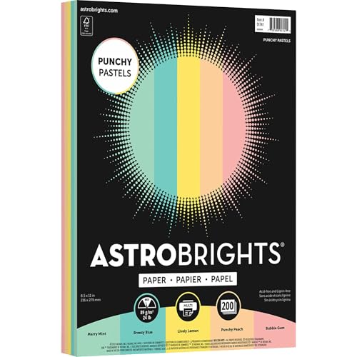 Astrobrights® Colored Inkjet Or Laser Print Paper, 1 Ream, Punchy Pastel Assortment, Letter Size (8-1/2