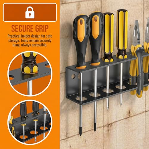 2 Stück Zangenhalter Wandhalterung Set, 40 cm Werkzeug Wandhalterung mit Schrauben und Expansionsrohr, Praktischer Schraubendreher Halter und Werkzeug Wandregal