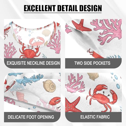 Pajama Short Sets Marine Life Background Soft Cotton Summer Sleepwear 2 Piece PJS Size 5-14T3