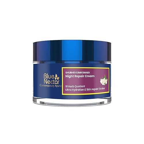 Blue Nectar Kumkumadi Crema de noche con jazmín para hidratación profunda con aceite de Kumkumadi y ghee orgánico | Hidratante a base de plantas