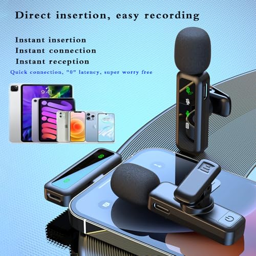 Image of Wireless Lavalier Microphone for iPhone, Android, iPad, Lavalier Microphone for Video Recording -Noise Reduction Lapel Mic for Recording,Clip on Mic, Mic Pro for Video Recording,Tiktok,Vlog,Youtube