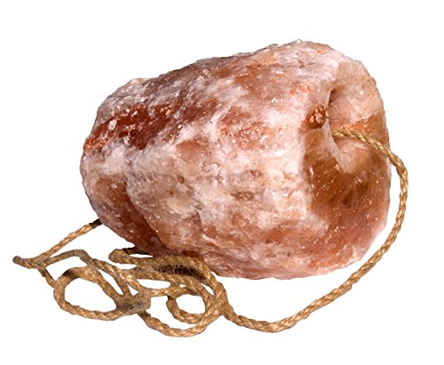 Piedra para chupar para caballos, burros, sal cristalina ovejas de los pies del Himalaya aproximadamente 2 - 3 kg en cable de 1,3 m