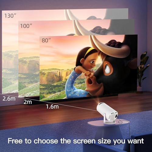 Image of BIGASUO Android TV: 270 Rotation Mini Projector with Bluetooth and WiFi 6, Auto Keystone Portable Projector 1080p 4K Compatible with HY300pro Projector for Phone /TV Stick /HDMI /PS5 /IOS (BGP28)