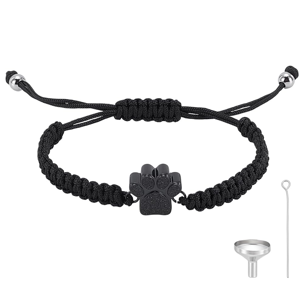 UNICRAFTALE Adjustable 4.3-7.5cm Pet Memorial Bracelet 304 Stainless Steel Cremation Jewelry with Paw Print Design Complete Tool Kit for Ashes Keepsake Gift for Pet Loss