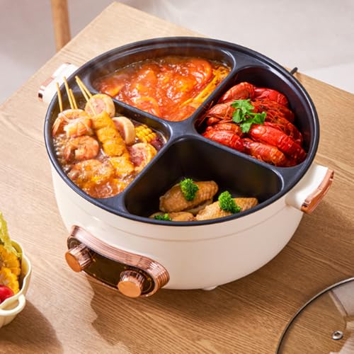 Image of Four Grid Multifunctional Stew Pot, Electric Pot 4 Compartment Divider Cooker, Integrated Non-Stick Hot Pots for Household (7L)
