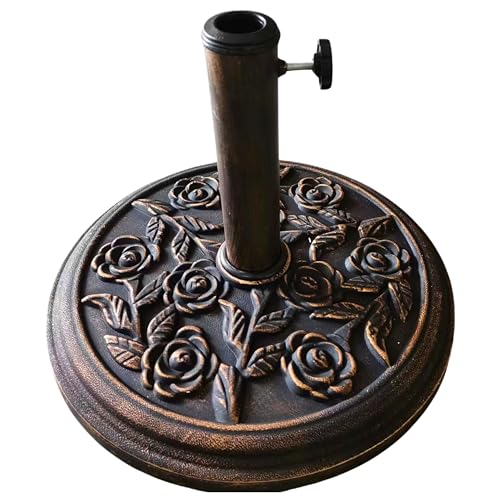 Sakusei Tools Support de parasol en métal robuste de 45 cm de diamètre - Base de parasol décorative pour patio, terrasse, cour, pelouse, piscine, style floral