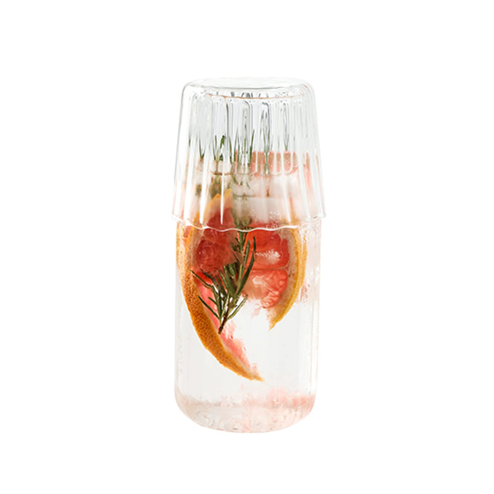 Waterkaraf En Glazenset - Vintage Design, Ideaal Voor Op Het Nachtkastje Mondspoelkaraf Voor De Badkamer Helder Glas Met Bekerglas Nachtset