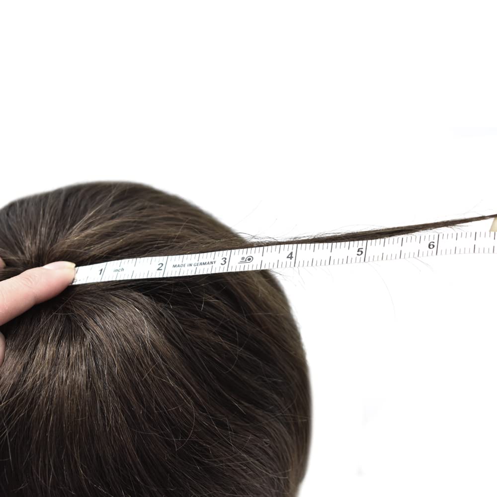 Toupee For Men Swiss Lace Hair Replacement System Virgin Human HairPiece Men’s Toupee Lace Front Hair Restoration For Men Poly PU Skin at Back Hair Unit 8"x10"#3 Dark Brown-110% density