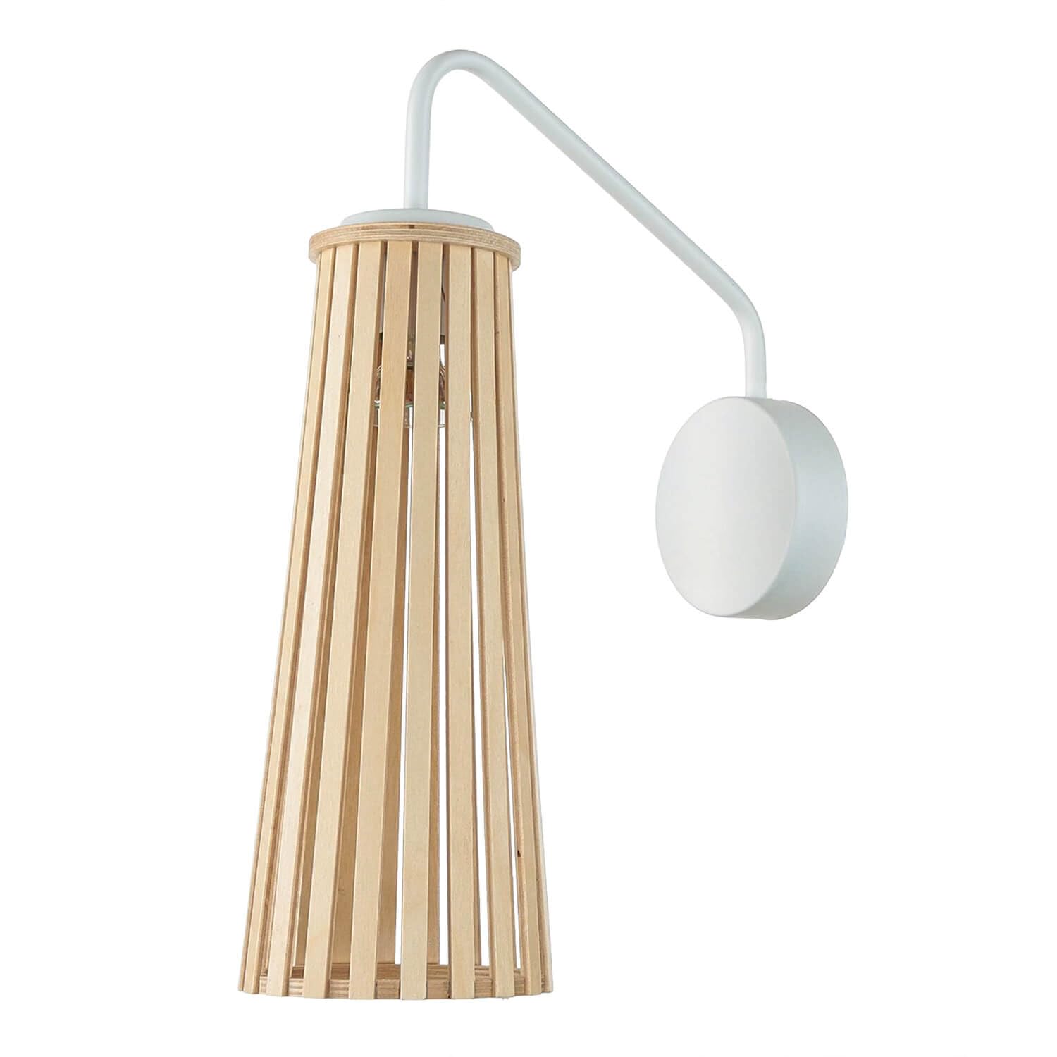 Licht-Erlebnisse Wandleuchte Holz Metall Natur Weiß Wohnzimmer Esszimmer T:27 cm GU10 dekorativ stylisch Skandinavische Wandlampe Schlafzimmer DOVER