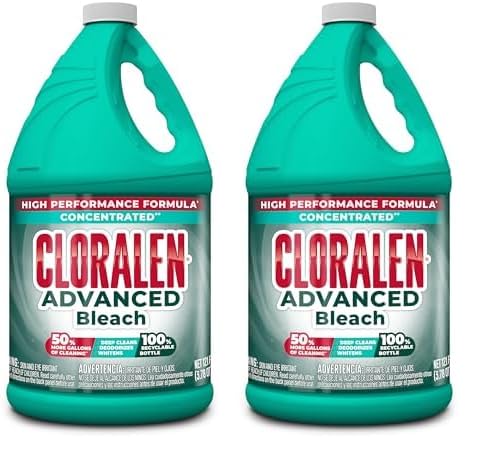 Cloralen Advanced Concentrated Household Cleaning Liquid Bleach - 121 fl oz - 3-in-1 Multipurpose Cleaner for Laundry, Bathroom & Kitchen - 50% More Loads (Pack of 2)