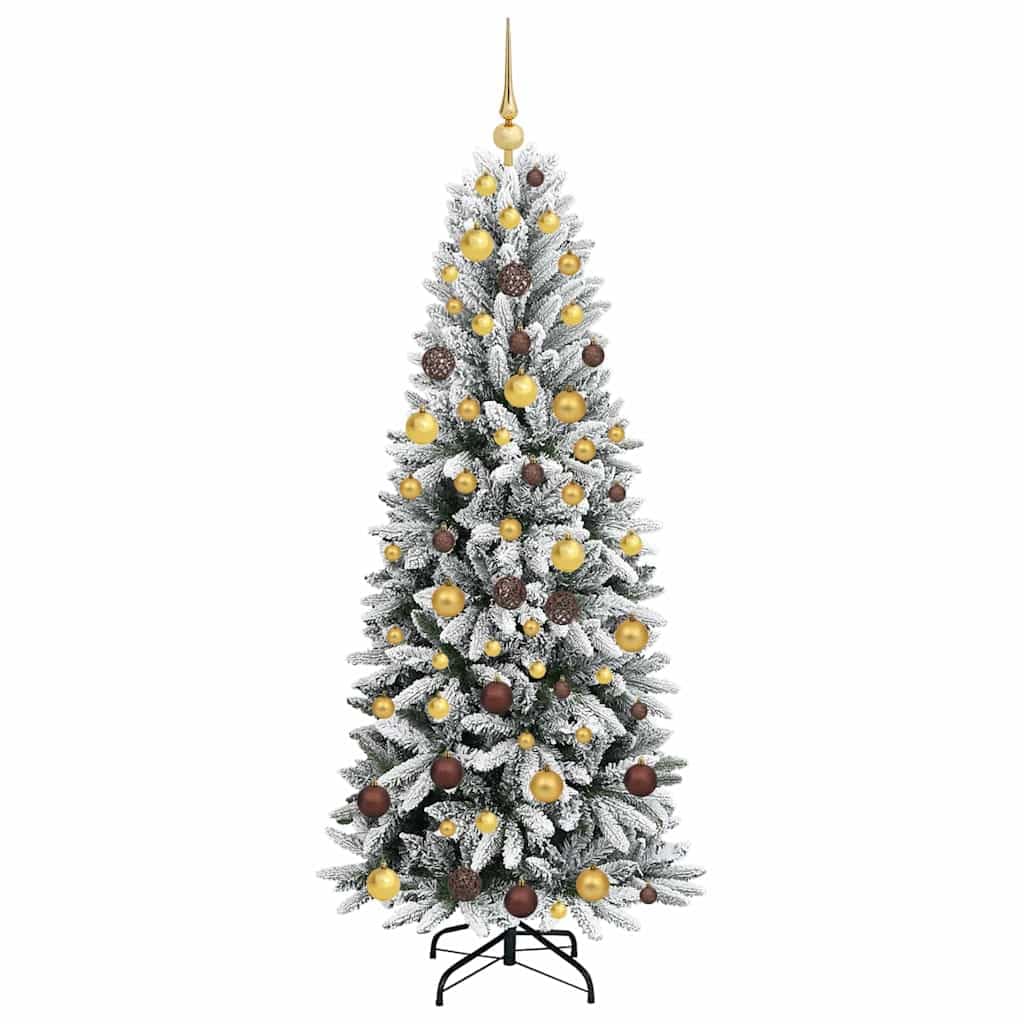 Künstlicher Weihnachtsbaum, weiß, 180 cm | Konische Zweige mit Gelenken, warme LED-Lichter, PVC und Stahl, für Innen und Außen