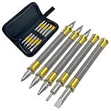 WIOXEWI 5-Piece Spring Nail Set & Nail Punch Tool – Dual Head Nail Setter Punch (1/32', 1/16', 3/32', 1/8'), Dual Head Center Punch (1/8', 3/16'), Hinge Pin Removing Punch (1/8'), Cold Chisel (5/16')