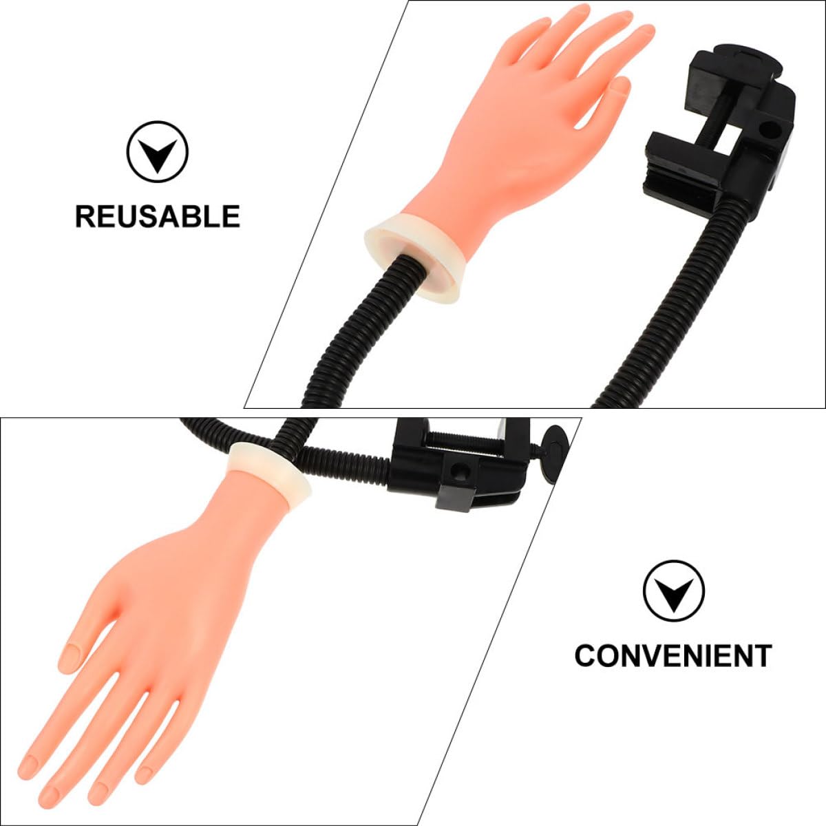 KICHOUSE Modelo de Mano de Entrenamiento para Uñas con Silicona Flexible Tono Anaranjado, Herramienta de Manicura Ligera para Práctica en Diseño de Uñas