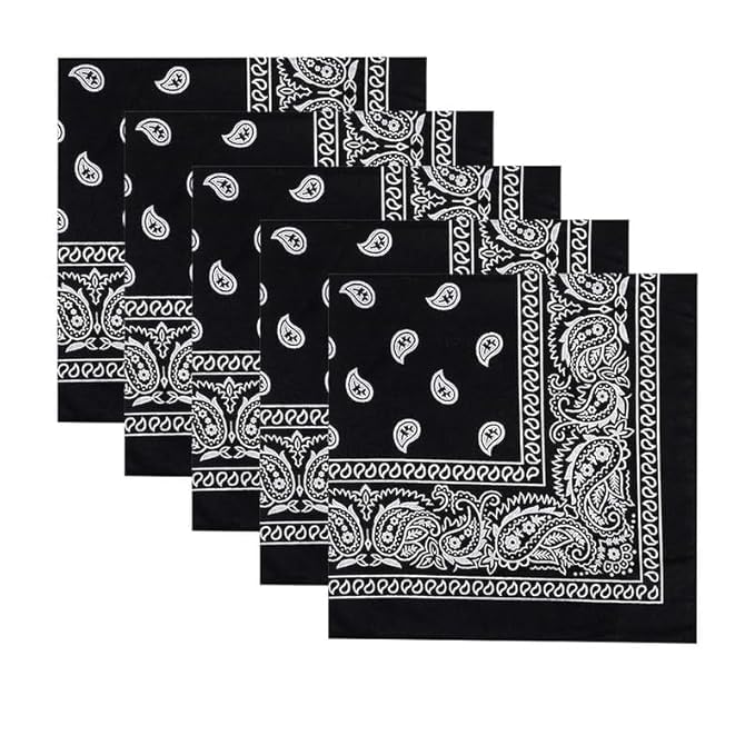tendsy Cotton Paisley Bandanas | Traditional Print | Red Black White | 100% Cotton | Handkerchief for Men & Women | Scarf for Head, Neck, Hair | Combo Pack of 5-picture-47