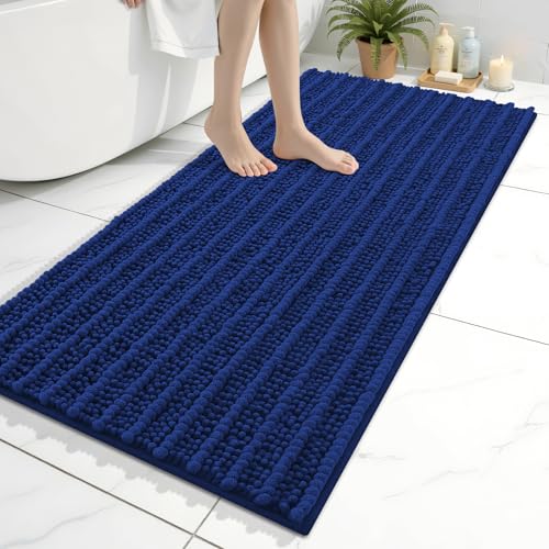 Image of Arotive Luxury Bathroom Ruuner Rugs 47x24, Extra Soft Thick Absorbent Shaggy Chenille Bath Rugs, Machine Wash Dry, Bath Mats for Bathroom Floor, Tub and Shower, Home Decor Accessories, Royal Blue