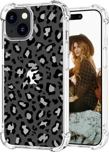 Hungo for iPhone 15 Plus Case (Clear Leopard Cheetah Print)