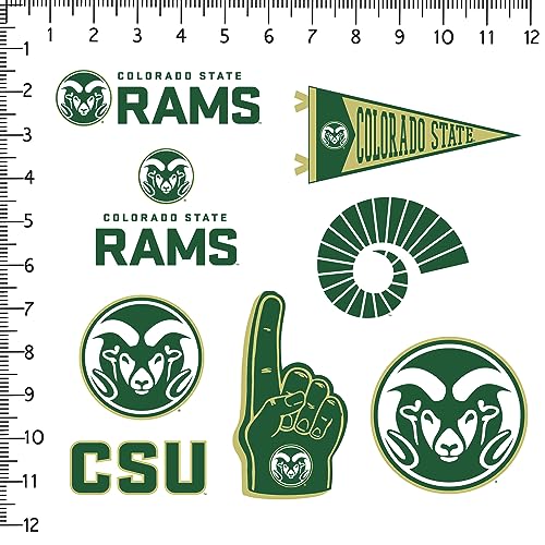 Image of Colorado State University 8ct Vinyl Large Deluxe Stickers Variety Pack - Laptop, Water Bottle, Scrapbooking, Tablet, Skateboard, Indoor /Outdoor - Set of 8