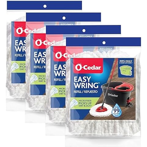O-Cedar EasyWring Spin Mop Microfiber Refill (Pack of 4) Cover