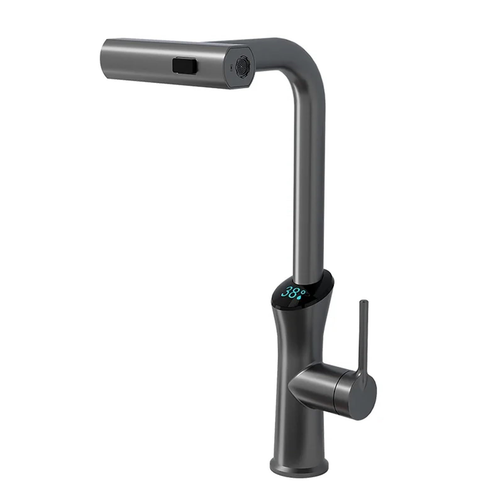 Robinet de cuisine, évier de légumes, robinet multifonction à affichage numérique LED, robinet mélangeur d'eau chaude et froide extractible rotatif (Color : SL Regular style)
