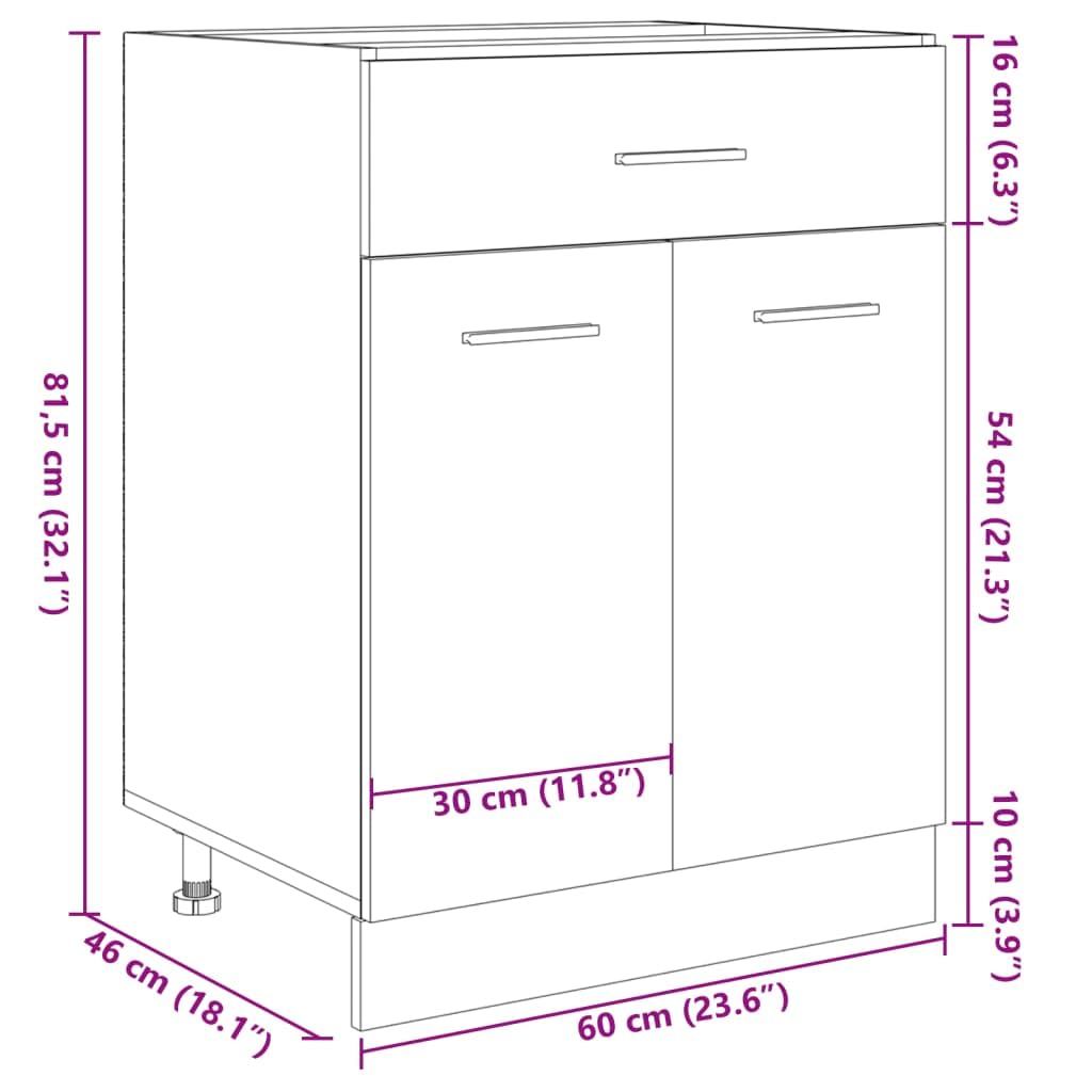 vidaXL Armadio Inferiore Cassetto “Lyon” Rovere Sonoma 60x46x81,5