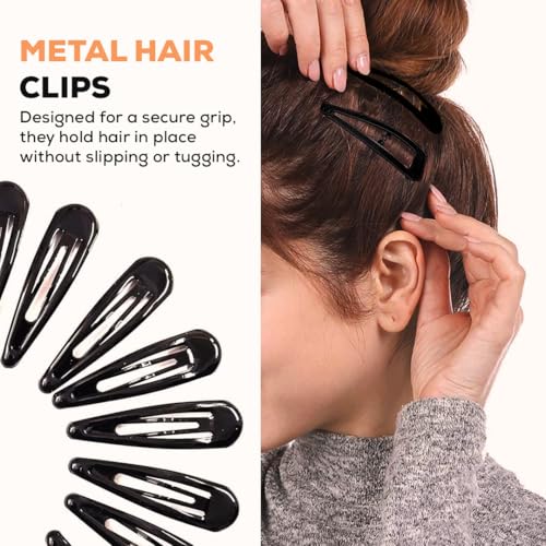 Image of Tic Tac Hair Clips for Women, Girls, Kids Pack of 24 Matte Black 5cm Medium Size Tik Tak Pin Clips, Korean Hair Accessories for Secure Hairs, Styling, Daily Use, Regular Premium Hair Pins