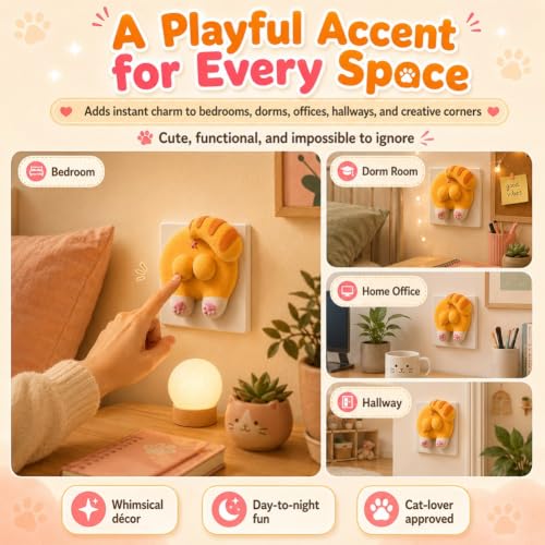 Accesorios de interruptor de gato tridimensionales para dormitorios infantiles alegres 3