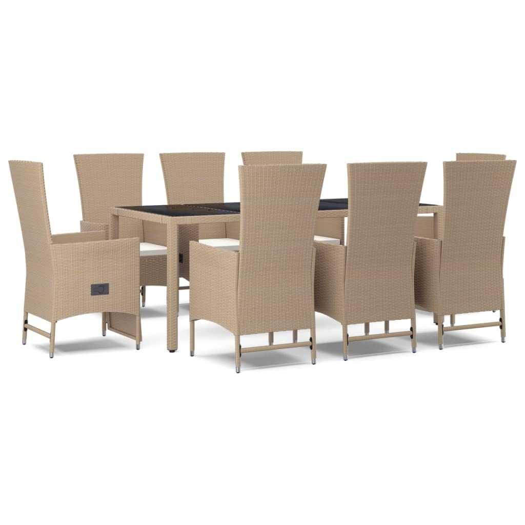 Juego de muebles de jardín de ratán de polirratán de color beige, diseño modular con marco de acero pulverizado, respaldo ajustable, hasta 110 kg