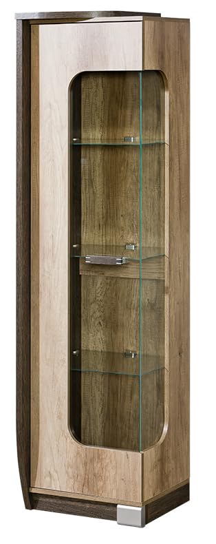 MINIO go for it - Vitrine 50 cm Romeo Gauche, Verre avec 1 Porte, 3 Étagères, Debout, Armoire...