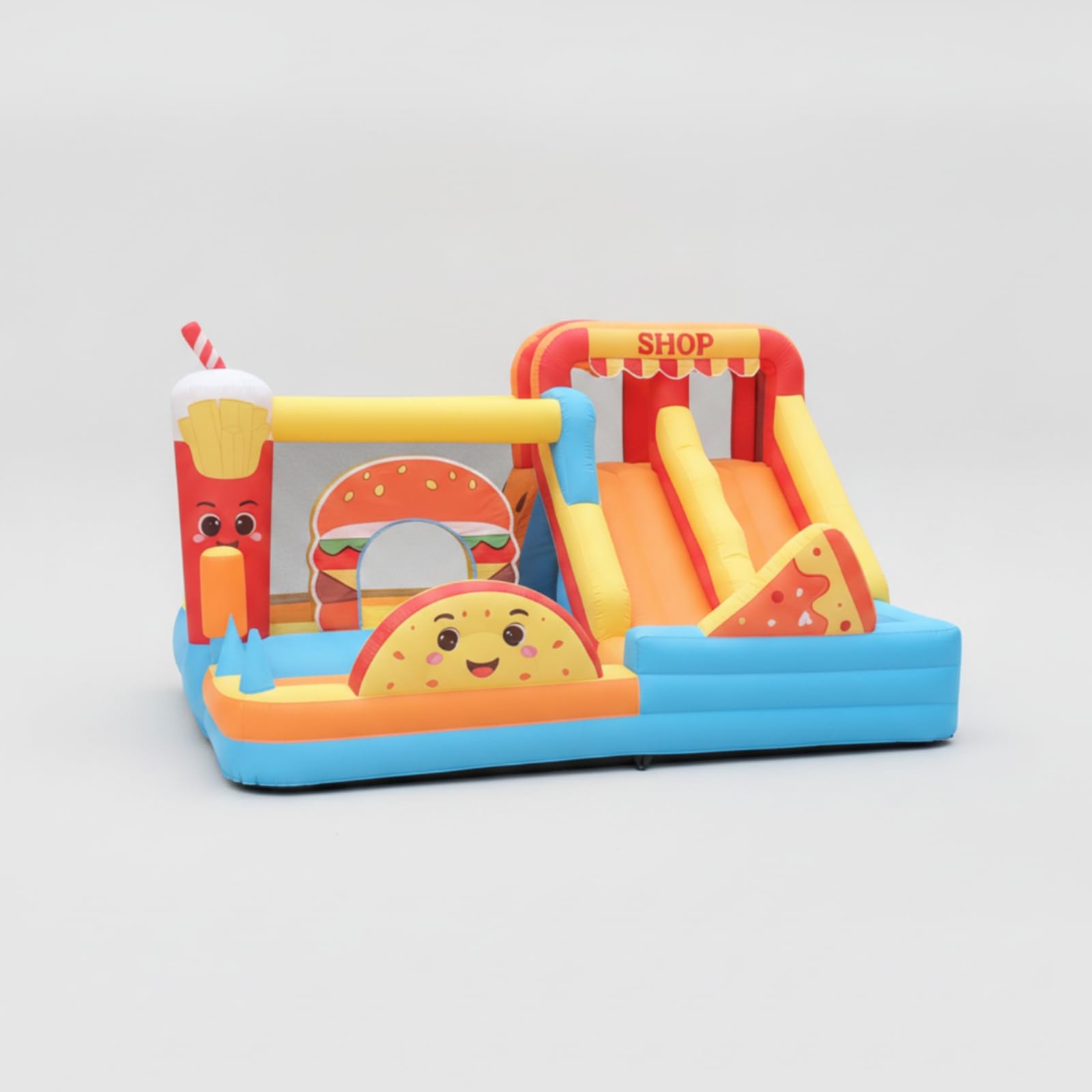 Castello Gonfiabile con Scivolo Multicolore Castello Gonfiabile con Ventola Robusto Trampolino per Feste di Compleanno