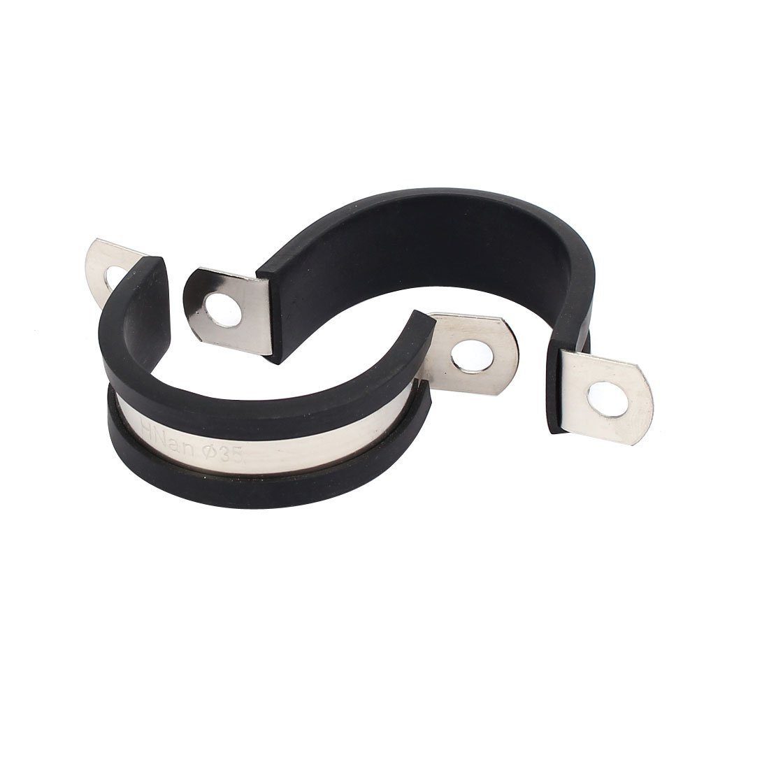 Aexit 35mm Dia Clamps EPDM Rubber Lined U Shaped Pipe Tube Wire Clamps Strap Clamps Clips 2pcs