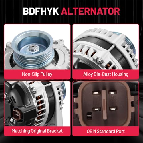 Image of BDFHYK 11030N Alternator Compatible with Honda Accord 3.0L V6 2004 2005 2006 2007, Replacement Alternator 12V 130Amp 6 Groove Pulley 11030N 31100-RCB-Y01 31100-RCB-Y02 104210-3500 104210-4480