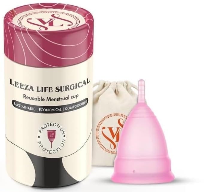 LEEZA LIFE SURGICAL Reusable Menstrual Cup for Women | Medium Size with Pouch | Medical Grade Silicone |No Leakage | Protection for Up to 8-27 Hours (Medium, Pink), Pack of 1 (B0CCDBRQZ1) Amazon Price History, Amazon Price Tracker