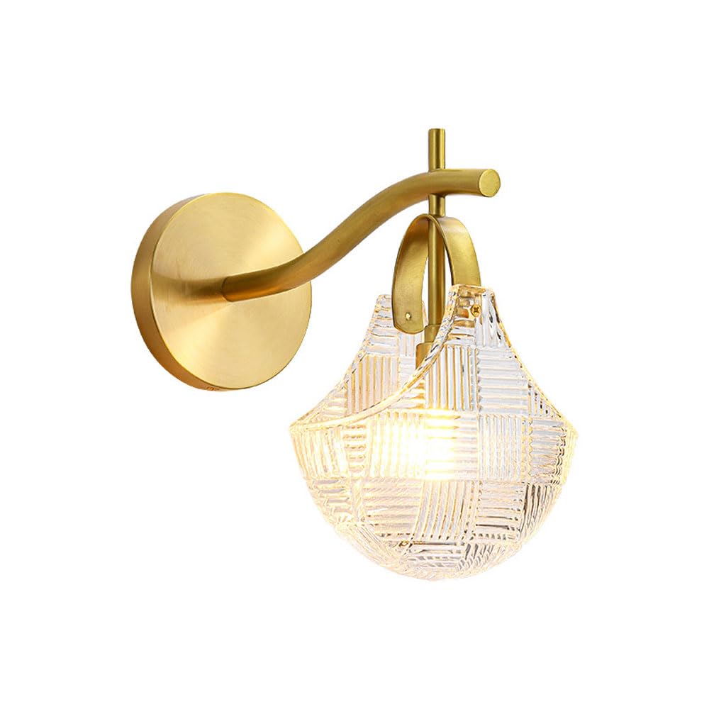 SXSCARKX Creative Personality Handbag Shape Glass Wall Lamp Scallop Aisle Study Sconce Bedside Copper Sconces E14 Head Simple Light Fixtures
