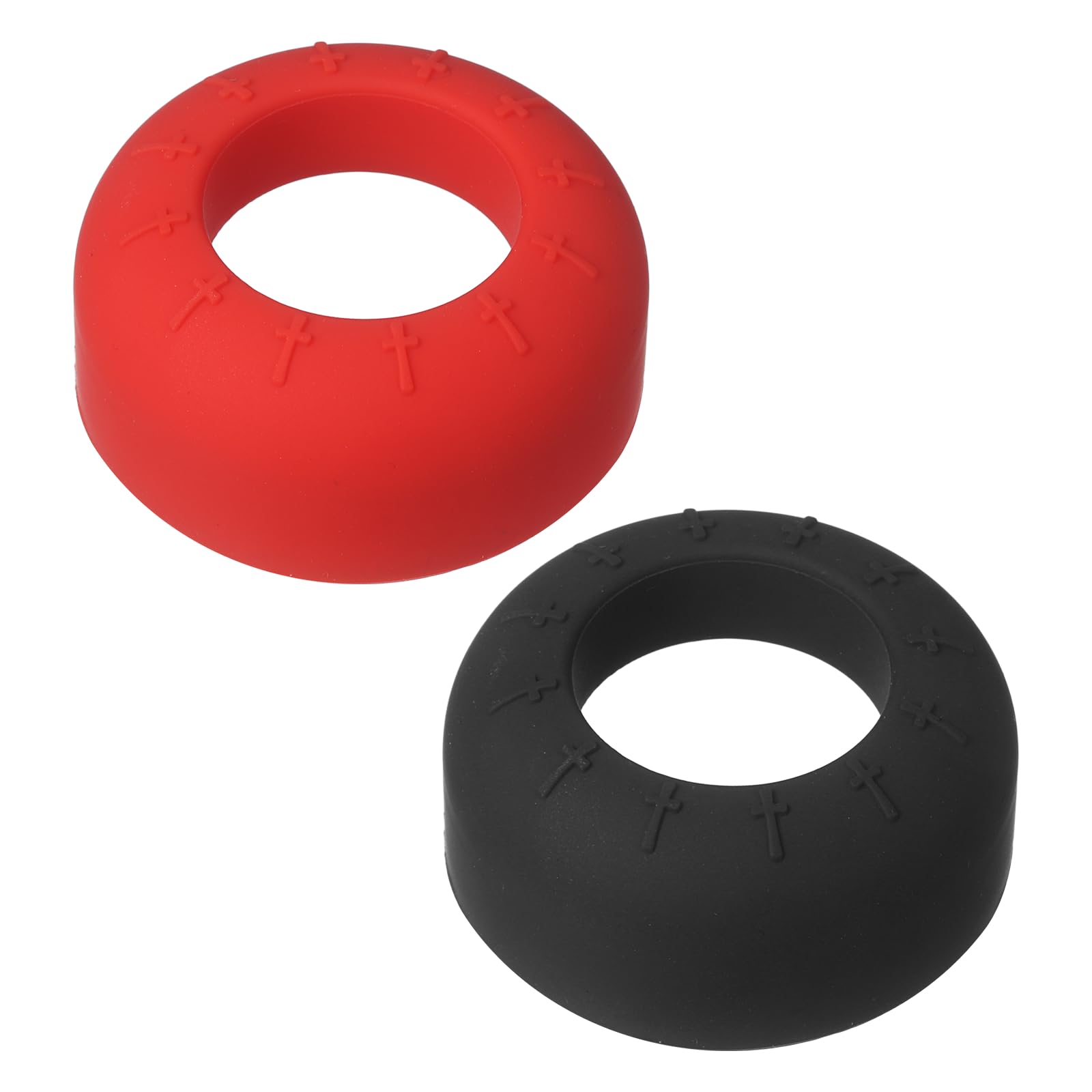 YELARXI Bat Grip Choke Up Ring, Pressure Baseball Rings Bat Knob Soft Silicone Grip Rings Improve Swing and Increase Control 2Pcs & Red/Black - Fit for (Baseball/Softball/Teeball)